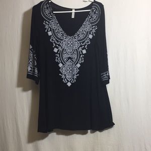 Cezanne V Neck Flare Short Sleeve Top Size Large